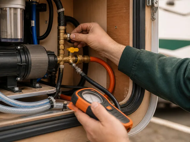 Checking motorhome water and gas fittings